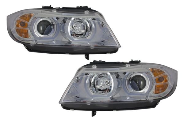 Frontlykter 3D LED Angel Eyes egnet for BMW E90 E91 (03.2005-08.2008) U-Type Chrome HID |