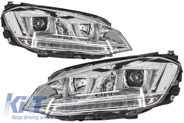 Frontlykter 3D LED DRL LED Blinklys egnet for VW Golf 7 VII (2012-up) Chrome