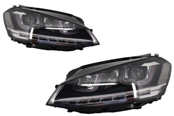 Frontlykter 3D LED DRL egnet for VW Golf 7 VII (2012-2017) Sølv R-Line LED-vendinglys |