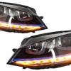 Frontlykter 3D LED DRL - VW Golf 7 VII (2012-2017) Blue GTE Look LED Turn Light - RHD | Frontlykter 3D LED DRL - VW Golf 7 VII (2012-2017) Blue GTE Look LED Turn Light - RHD |
