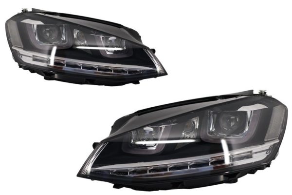 Frontlykter 3D LED DRL egnet for VW Golf 7 VII (2012-2017) Sølv R-Line LED flytende dynamisk sekvensielle svinglys |