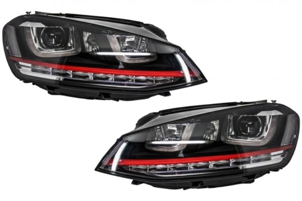 Frontlykter 3D LED DRL egnet for VW Golf 7 VII (2012-2017) RED R20 GTI Look LED flytende svinglys |