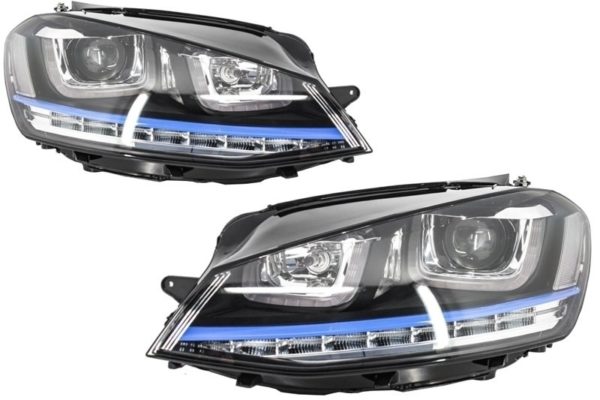 Frontlykter 3D LED DRL egnet for VW Golf 7 VII (2012-2017) Blue GTE Look LED FLYTENDE Dynamisk sekvensielt blinklys |