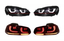 Frontlykter og baklys Full LED egnet for VW Golf 6 VI (2008-2013) R20 U Design Dynamisk sekvensielt svinglys LHD