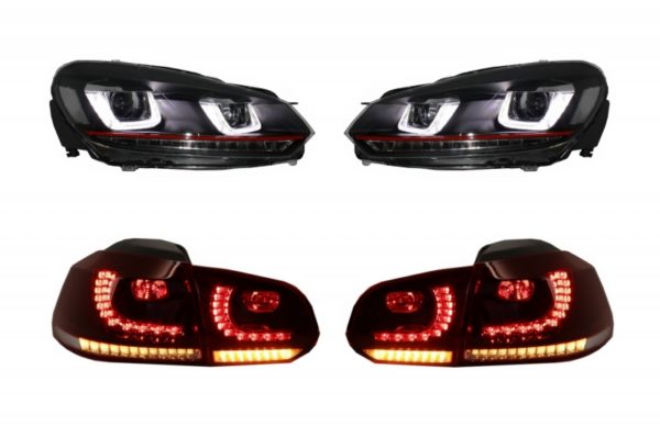 Frontlykter og baklys Full LED egnet for VW Golf 6 VI (2008-2013) R20 U Design Dynamisk sekvensielt svinglys LHD |