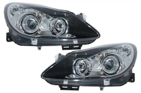 Frontlykter Angel Eyes 2 Halo Felger som passer for OPEL Corsa D (2006-2014) RHD & LHD Black |