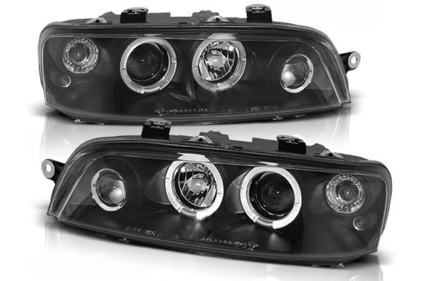 Frontlykter Angel Eyes egnet for Fiat Punto 2 (1999-06.2003) Svart