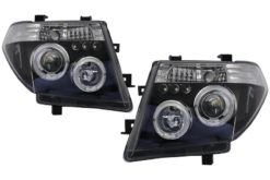 Frontlykter Angel Eyes egnet for Nissan Navara D40 (2004-2009) Nissan Pathfinder R51 (2005-2008) Svart