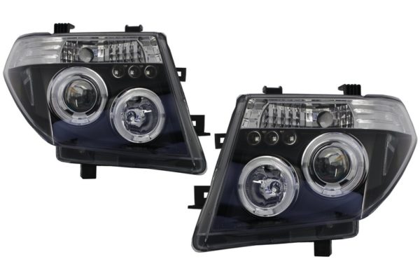 Frontlykter Angel Eyes egnet for Nissan Navara D40 (2004-2009) Nissan Pathfinder R51 (2005-2008) Svart |