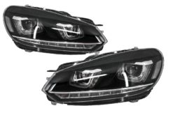Alternative view of Frontlykter krom og baklykter Cherry Red Full LED egnet for VW Golf 6 VI (2008-2013) R20 U Design Dynamisk sekvensielt blinklys LHD