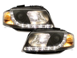 Frontlykter LED DRL DAYLIGHT egnet for Audi A3 8P (05.2003-03.2008) Sort