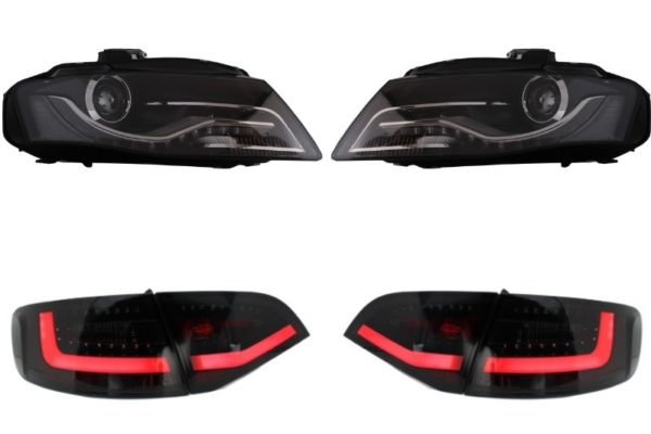 Hovedlykter LED DRL egnet for AUDI A4 B8 8K Avant (2008-2011) med LED-baklys svart/røyk