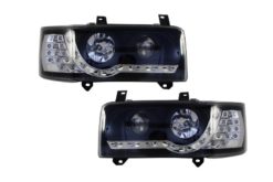 Frontlykter LED DRL passer for VW T4 Transporter 1990-2003 Sort