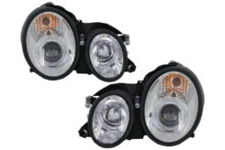 Frontlykter egnet for Mercedes CLK W208 C208 (03.1997-04.2002) Angel Eyes 2 Halo Felger Krom