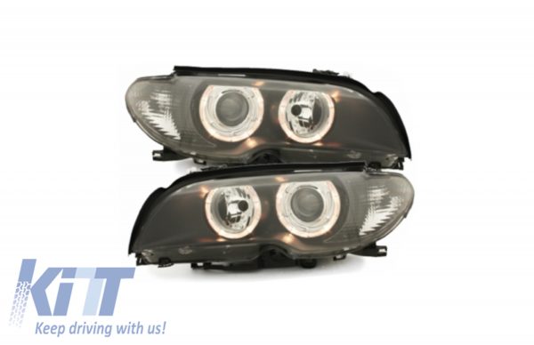 Frontlykter egnet for BMW 3-serie E46 Coupe (2003-2006) Angel Eyes 2 Halo Felger Svart |