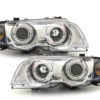 Frontlykter egnet for BMW 3-serie E46 (1998-2001) Angel Eyes 2 LED Halo Felger Krom | Frontlykter egnet for BMW 3-serie E46 (1998-2001) Angel Eyes 2 LED Halo Felger Krom |