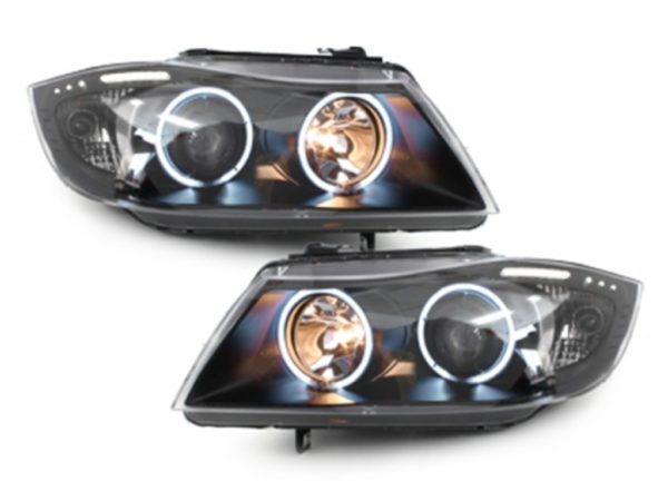 Frontlykter egnet for BMW 3-serie E90 E91 (03.2005-08.2008) Angel Eyes CCFL Black