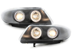 Frontlykter egnet for BMW 3-serie E90 (2005-2008) Angel Eyes 2 Halo Felger Svart