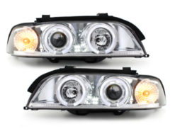 Frontlykter egnet for BMW 5-serie E39 (1995-2000) Angel Eyes 2 Halo felger krom