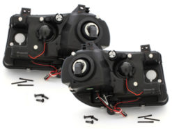 Frontlykter egnet for CHRYSLER 300C 2004-2008 Angel Eyes 2 Halo Felger Svart