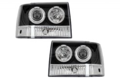 Frontlykter egnet for Jeep Grand Cherokee I ZJ (1993-1998) Angel Eyes Black
