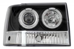 Alternative view of Frontlykter egnet for Jeep Grand Cherokee I ZJ (1993-1998) Angel Eyes Black