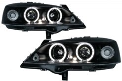 Frontlykter egnet for Opel Astra G 09.97-02.04 ANGEL EYES BLACK