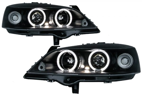 Frontlykter egnet for Opel Astra G 09.97-02.04 ANGEL EYES BLACK |