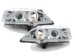 Frontlykter egnet for Opel Astra G (1998-2004) Angel Eyes 2 Halo Felger Krom