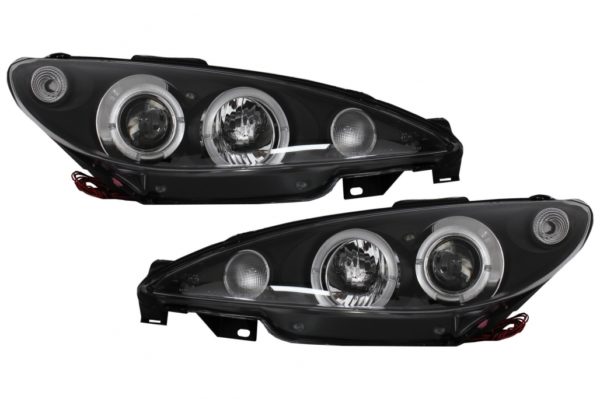 Frontlykter som passer til Peugeot 206 CC (2002-Up) Angel Eyes Black |