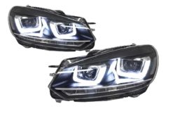 Alternative view of Frontlykter egnet for VW Golf 6 VI (2008-2013) Golf 7 3D LED DRL U-Design LED flytende blinklys Chrome RHD
