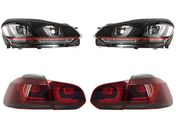 Frontlykter egnet for VW Golf 6 VI (2008-2013) Golf 7 3D LED DRL U-Design GTI med baklys Full LED R20 |