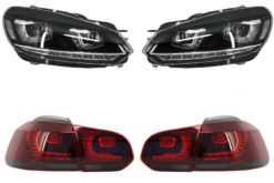 Frontlykter egnet for VW Golf 6 VI (2008-2013) Golf 7 3D LED DRL U-Design Flytende svinglys med baklys Full LED R20