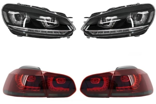 Frontlykter egnet for VW Golf 6 VI (2008-2013) Golf 7 3D LED DRL U-Design Flytende svinglys med baklys Full LED R20 |