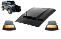 Hette Scoop Panser Scoop med svinglys LED Sequential Dynamic egnet for Mercedes G-Klasse W463 (1989-2017) C197 Obsidian Black ABS