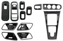 Innvendig bilvindusglassbryterknappdeksel med dørdeksel Håndtak Bolle og konsoll Dashboard og billyktramme egnet for Mercedes A W177 V177 (2018+) karbonfilm