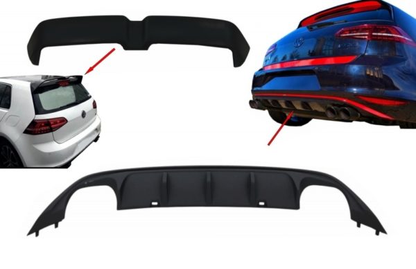 Sett bakre støtfanger luftdiffuser ABT Look med takspoiler GTI OETT Design egnet for VW Golf 7 VII (2013-2017)