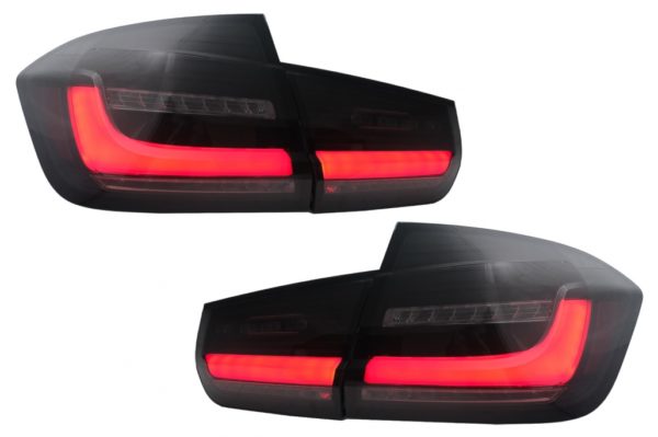 LED BAR-baklykter egnet for BMW 3-serie F30 Pre LCI & LCI (2011-2019) Black Smoke med dynamisk sekvensielt svinglys