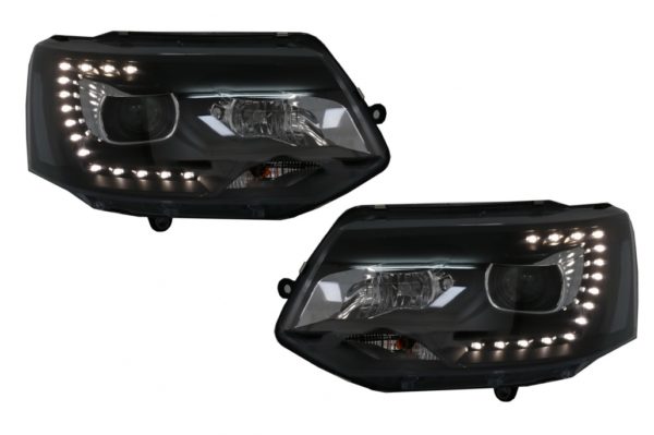 LED DRL Dayline Frontlykter egnet for VW Transporter T5 (2010-2015) Svart