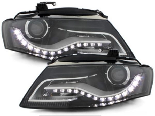 LED DRL-frontlykter egnet for Audi A4 B8 8K (04.2008-2011) med kjørelys svart