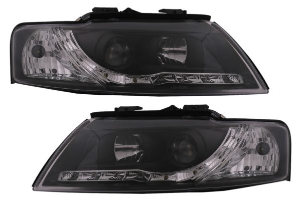 LED DRL Frontlykter egnet for Audi A4 Cabriolet B6 8H7 8HE (2002-2006) Svart