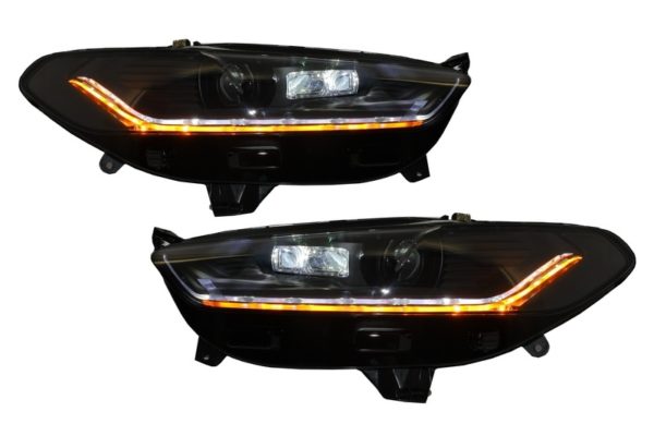 LED DRL-frontlykter egnet for Ford Mondeo MK5 (2013-2016) Flytende dynamiske sekvensielle svinglys svart