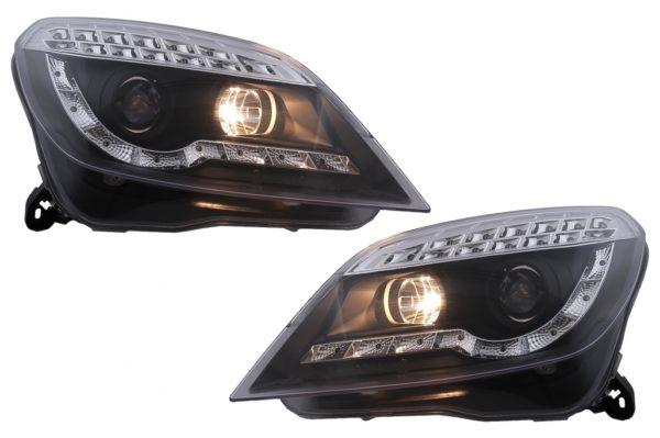 LED DRL Frontlykter egnet for Opel Astra H (03.2004-2009) Svart