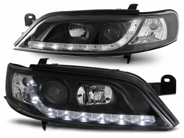 LED DRL Frontlykter egnet for Opel Vectra B (1999-03.2002) Svart