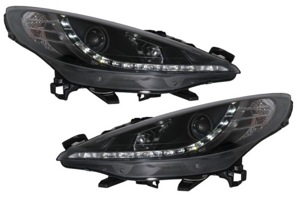 LED DRL Frontlykter egnet for Peugeot 207 (05.2006-06.2012) Sort