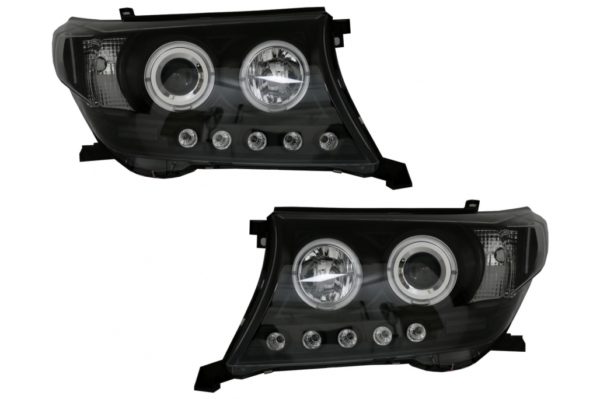 LED DRL-frontlykter egnet for Toyota Land Cruiser FJ200 (2008-2012) Oppgradering til Facelift 2012 Model Black