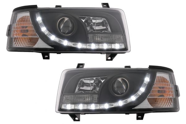 LED DRL Frontlykter som passer til VW Transporter T4 (1990-2003) Sort