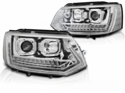 LED DRL Rørlys Hovedlys egnet for VW Transporter T5.1 (2010-2015) med dynamiske blinklys krom