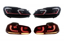 LED-frontlykter og baklykter egnet for VW Golf 6 VI (2008-2013) Med ansiktsløftning G7.5 GTI Look Rødt Flytende dynamiske sekvensielle svinglys LHD