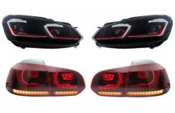 LED-frontlykter og baklykter egnet for VW Golf 6 VI (2008-2013) Med ansiktsløftning G7.5 GTI Look Rødt Flytende dynamiske sekvensielle svinglys LHD